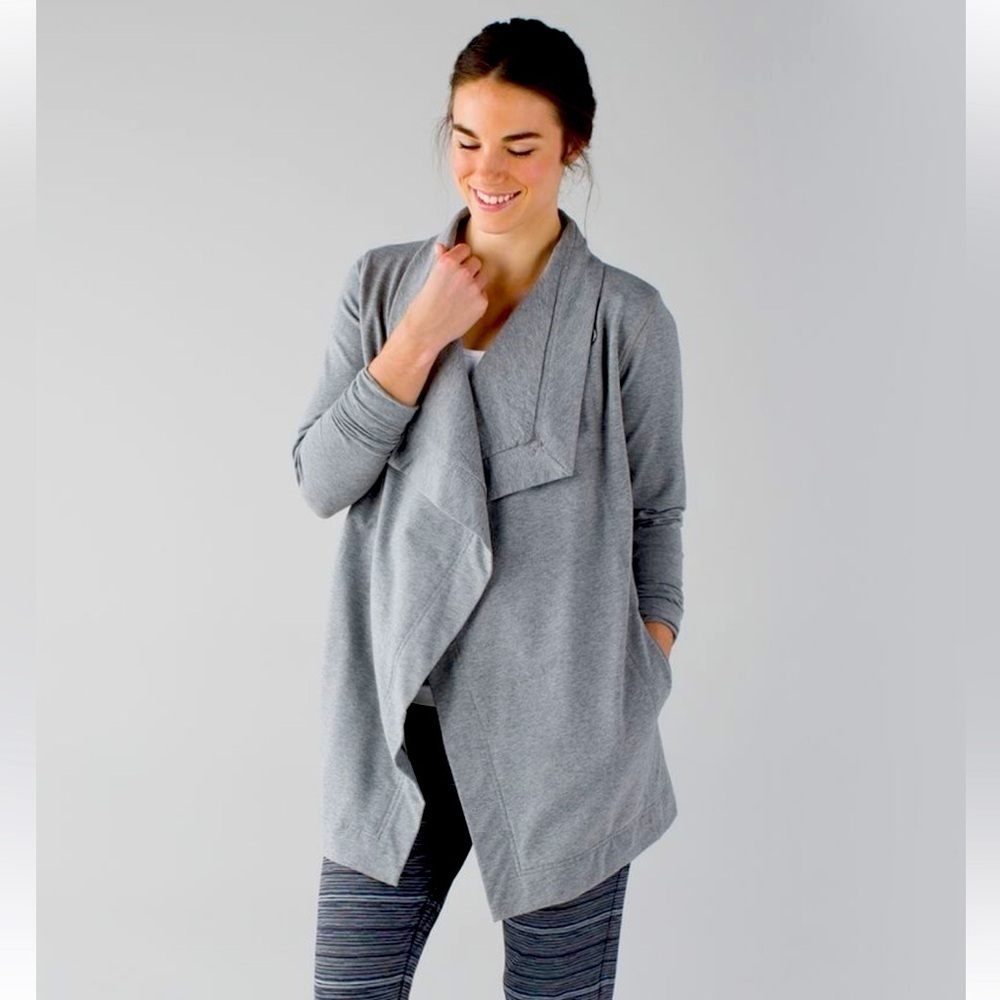 Lululemon Restore Wrap Long Lined French Heathered Terry Grey Size 4